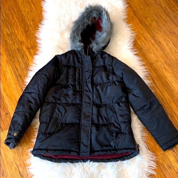 Adorable Puffy Jacket with Fur-Lined Hood - Picture 1 of 8